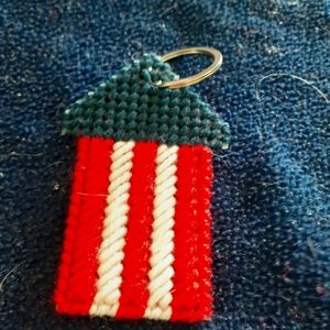 Striped rocket key ring